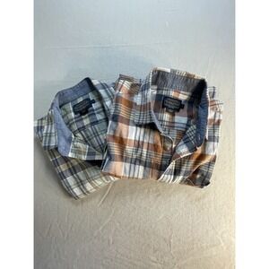 Two Pendleton Country Traditionals SS Button Down Shirts EarthTones Plaid Sz M